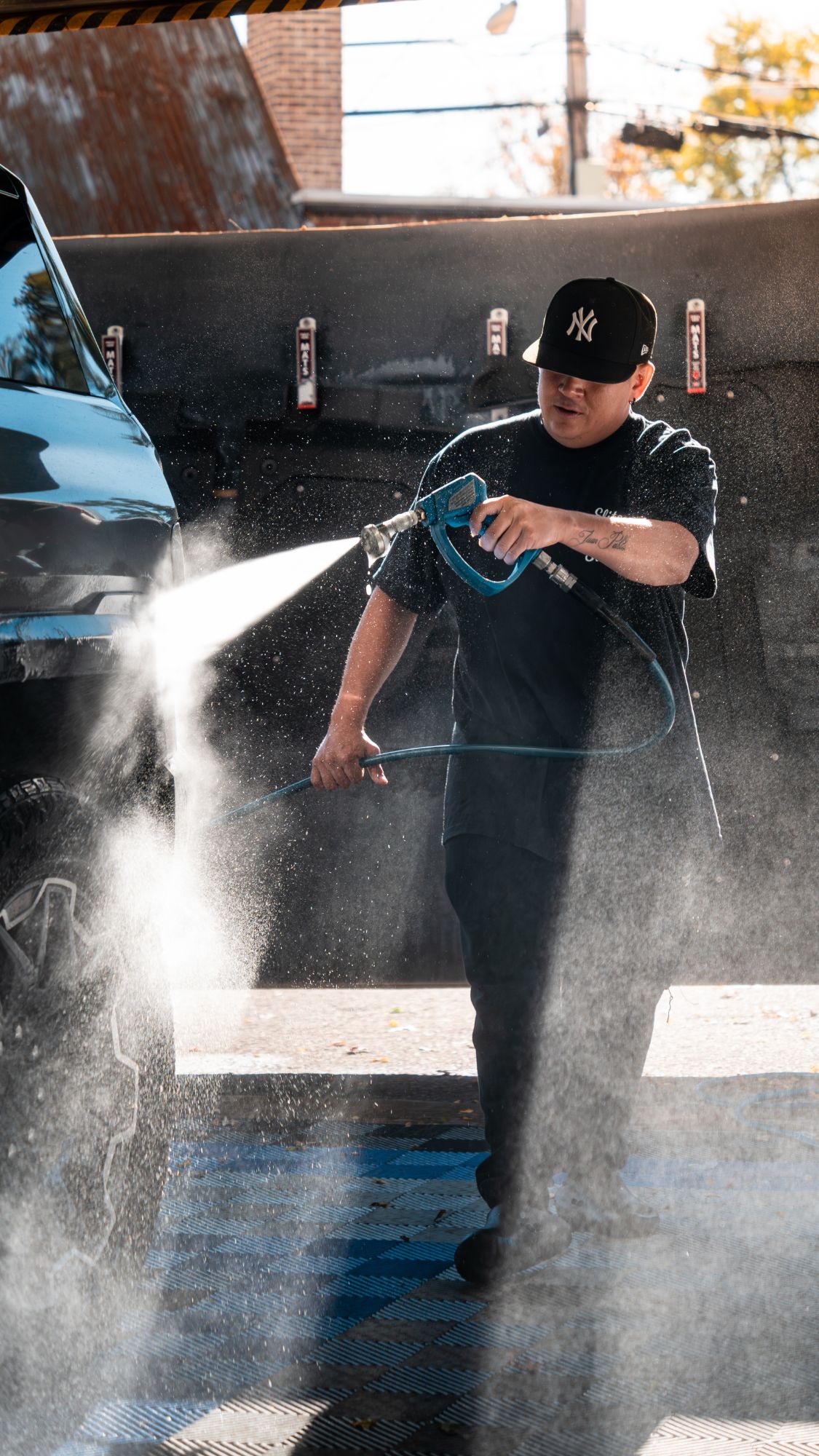 Professional detailing action shot
