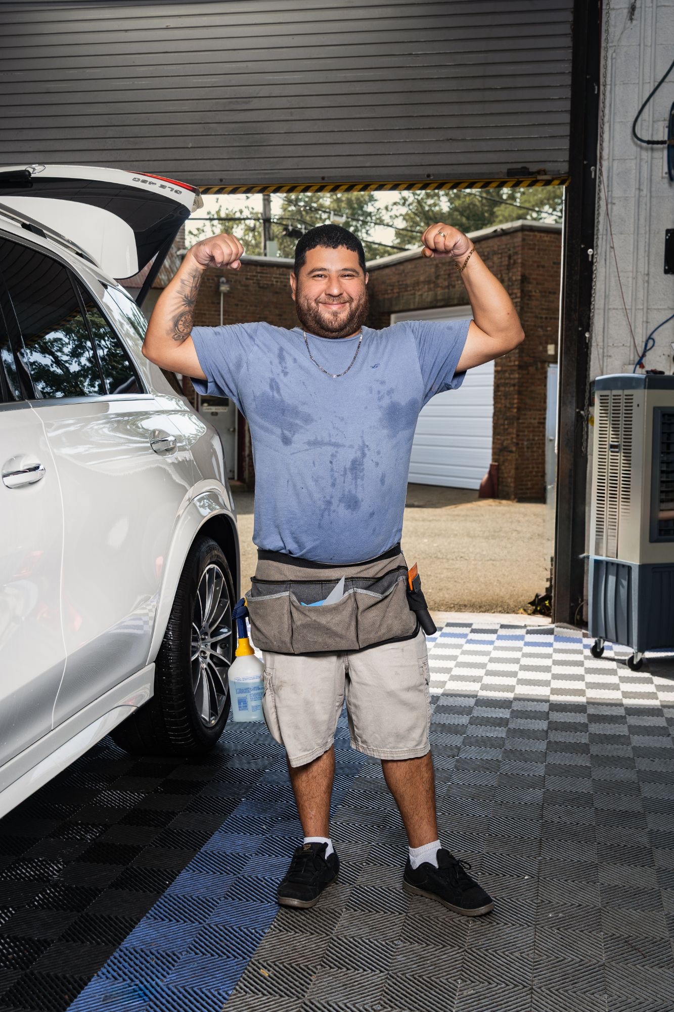 Professional detailing action shot