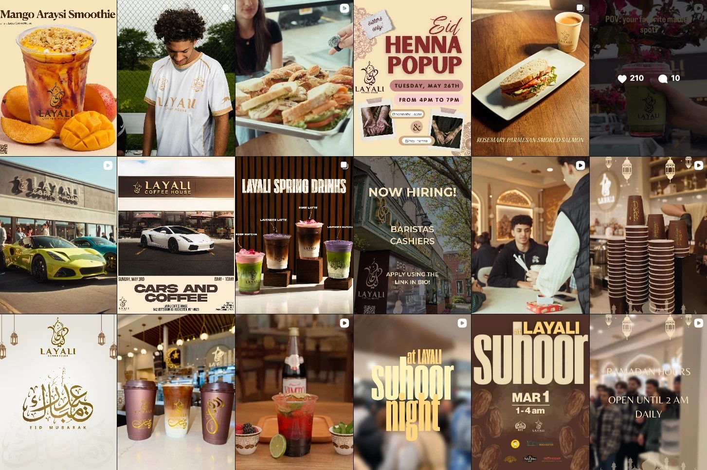 Layali Coffee House Instagram feed managed by Leculture